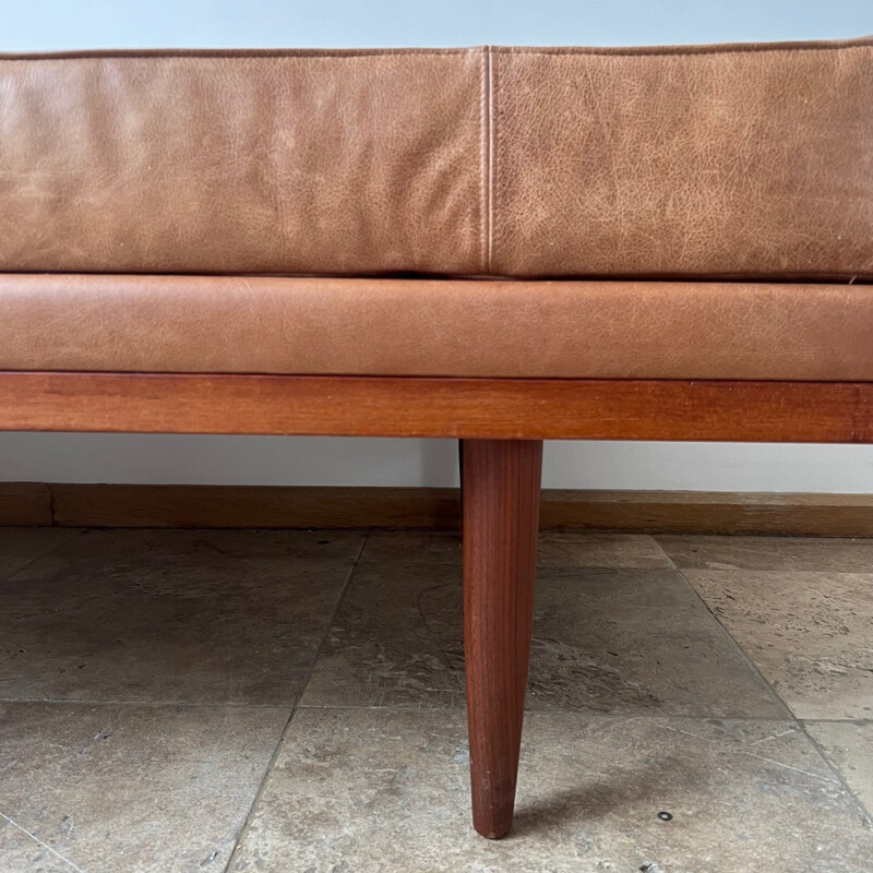 Danish mid-century teak and leather daybed, 1960s