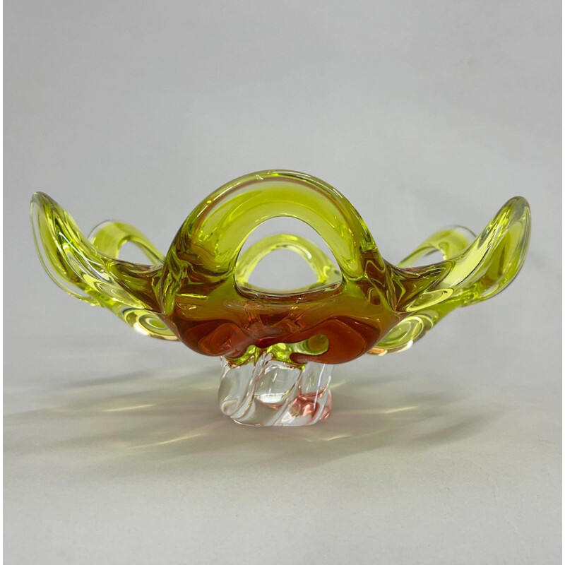 Vintage art glass bowl by Josef Hospodka for Chribska Glassworks, Czechoslovakia 1960
