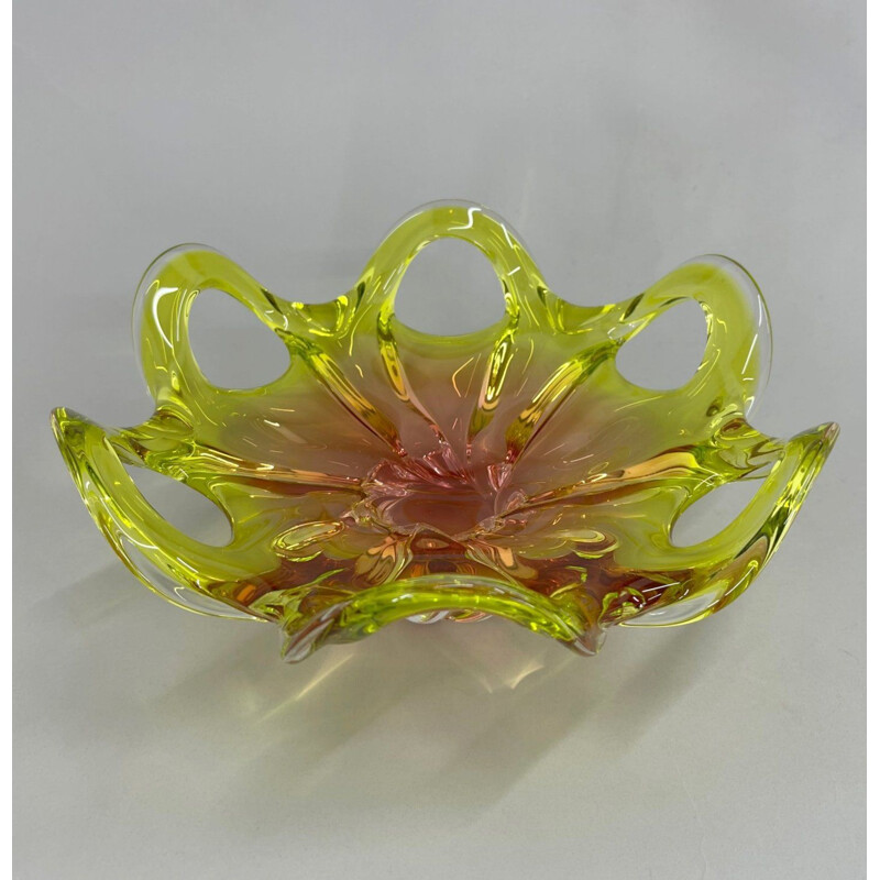 Vintage art glass bowl by Josef Hospodka for Chribska Glassworks, Czechoslovakia 1960