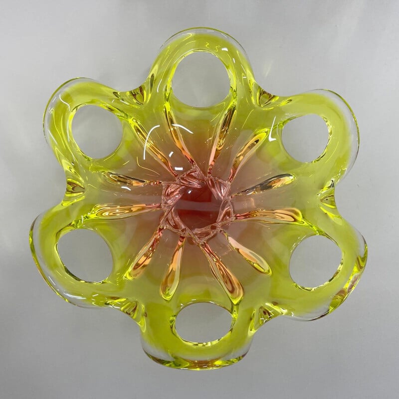 Vintage art glass bowl by Josef Hospodka for Chribska Glassworks, Czechoslovakia 1960