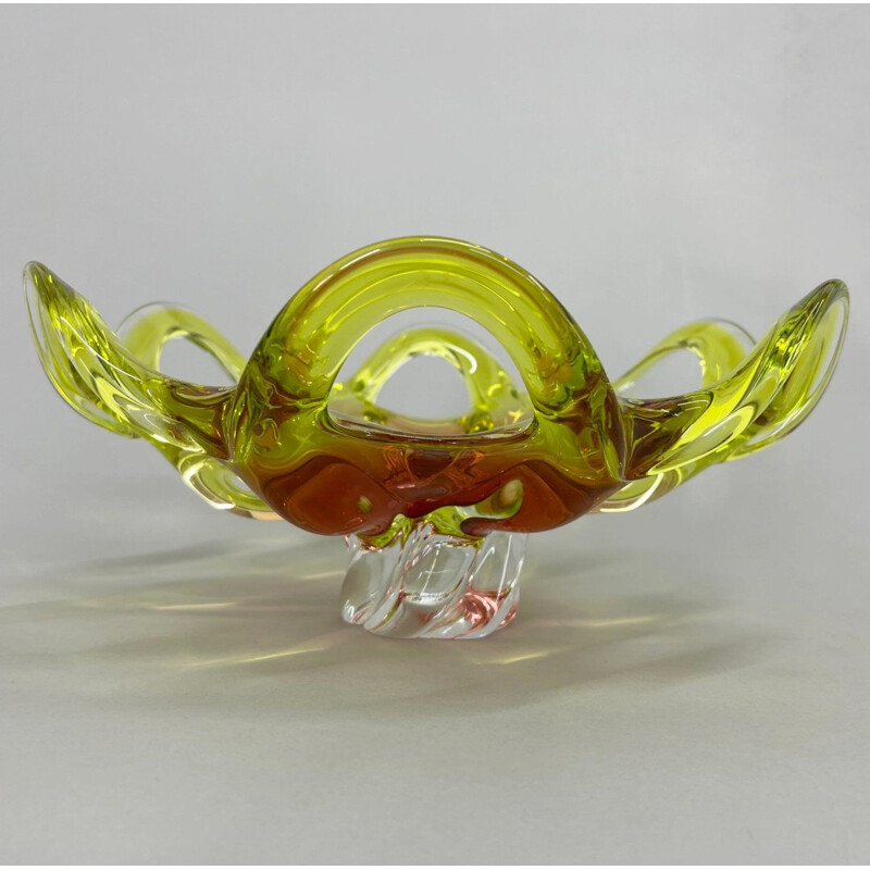 Vintage art glass bowl by Josef Hospodka for Chribska Glassworks, Czechoslovakia 1960