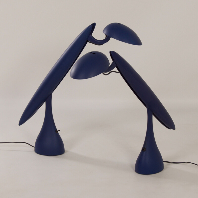 Pair of vintage "Heron" table lamps with nylon and aluminum bodies by Isao Hosoe for Luxo, Norway 1990