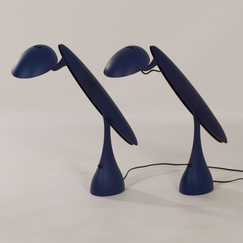 Pair of vintage "Heron" table lamps with nylon and aluminum bodies by Isao Hosoe for Luxo, Norway 1990