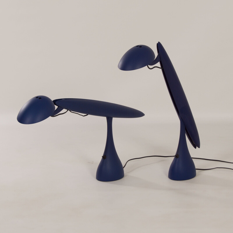 Pair of vintage "Heron" table lamps with nylon and aluminum bodies by Isao Hosoe for Luxo, Norway 1990