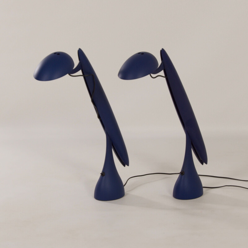 Pair of vintage "Heron" table lamps with nylon and aluminum bodies by Isao Hosoe for Luxo, Norway 1990