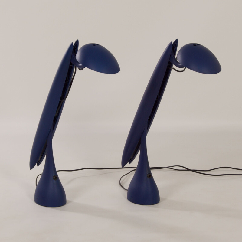 Pair of vintage "Heron" table lamps with nylon and aluminum bodies by Isao Hosoe for Luxo, Norway 1990