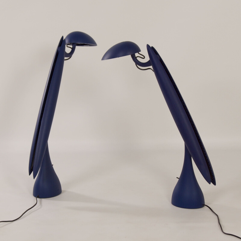 Pair of vintage "Heron" table lamps with nylon and aluminum bodies by Isao Hosoe for Luxo, Norway 1990