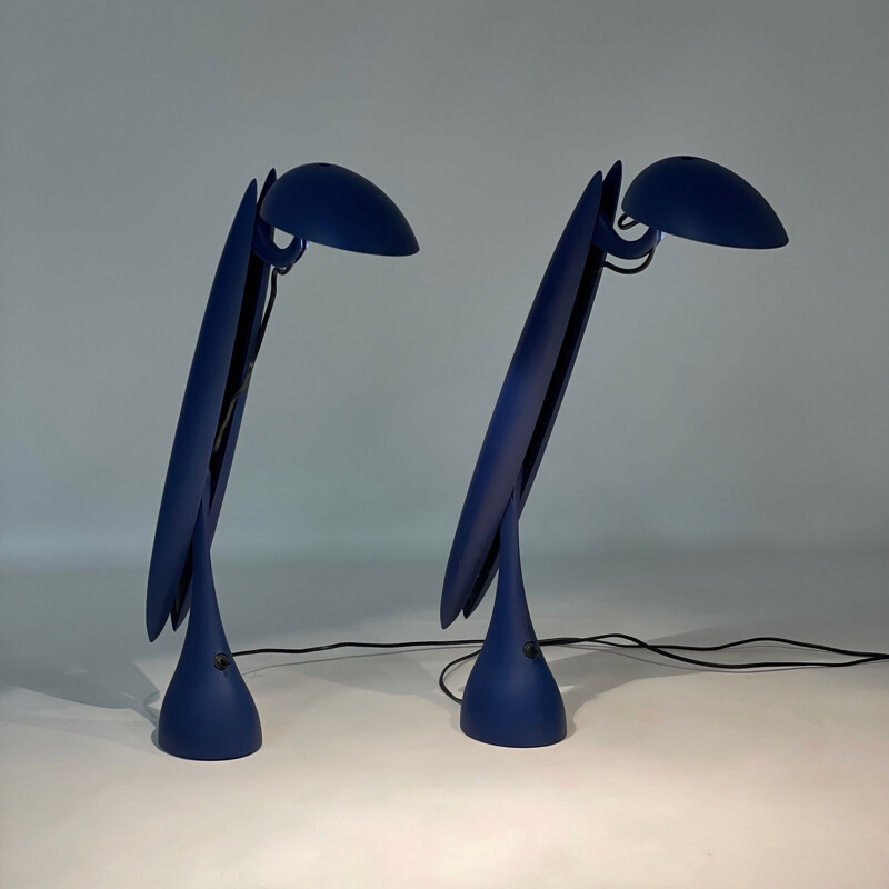 Paire de lampes de table "Heron" vintage corps en nylon et en aluminium par Isao Hosoe pour Luxo, Norvège 1990