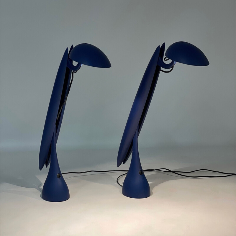 Par de candeeiros de mesa vintage "Heron" com corpos de nylon e alumínio de Isao Hosoe para Luxo, Noruega 1990