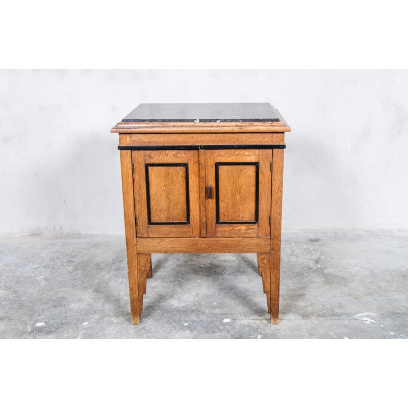 Vintage Dutch oak and stone cabinet - 1930s