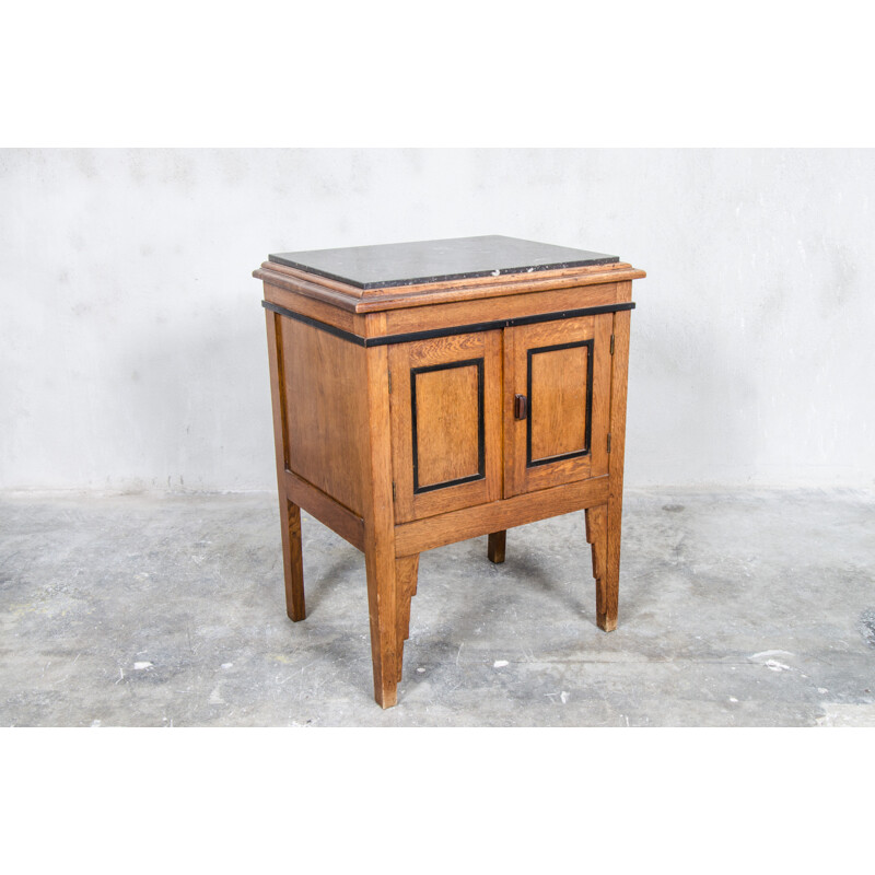 Vintage Dutch oak and stone cabinet - 1930s