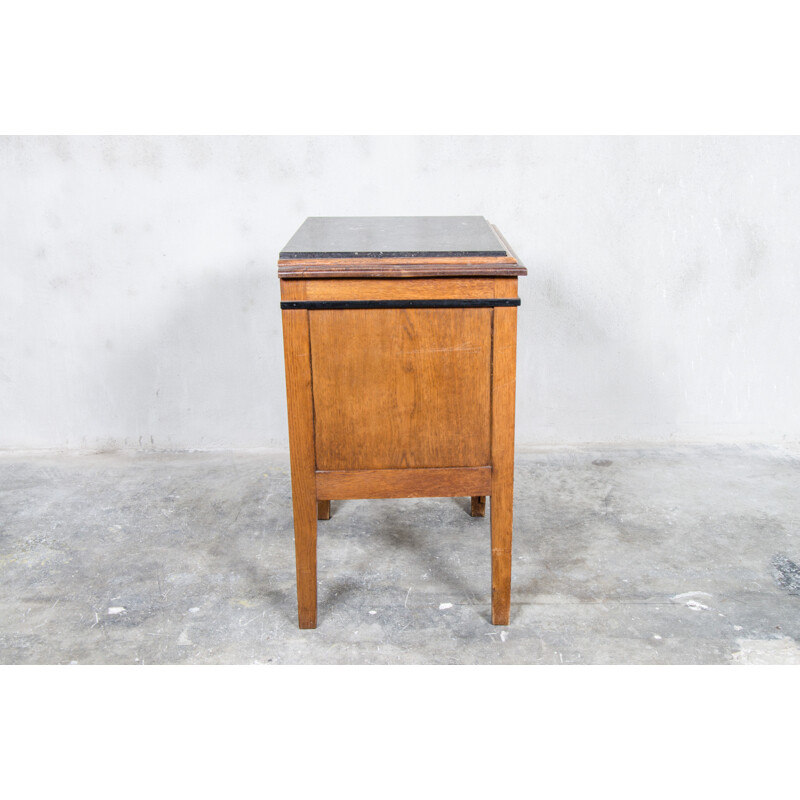 Vintage Dutch oak and stone cabinet - 1930s