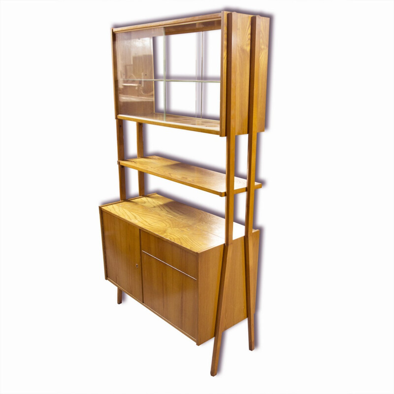 Mid century beech bookshelf with desk, Frantisek JIRAK - 1960s