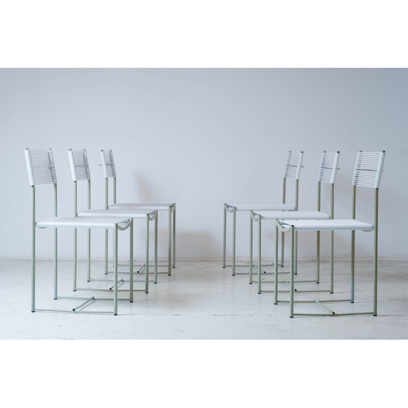 Set of 6 vintage "Spaghetti" chairs in lacquered steel by Giandomenico Belotti for Alias, 1979