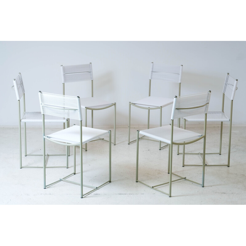 Set of 6 vintage "Spaghetti" chairs in lacquered steel by Giandomenico Belotti for Alias, 1979