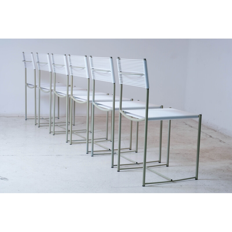 Set of 6 vintage "Spaghetti" chairs in lacquered steel by Giandomenico Belotti for Alias, 1979