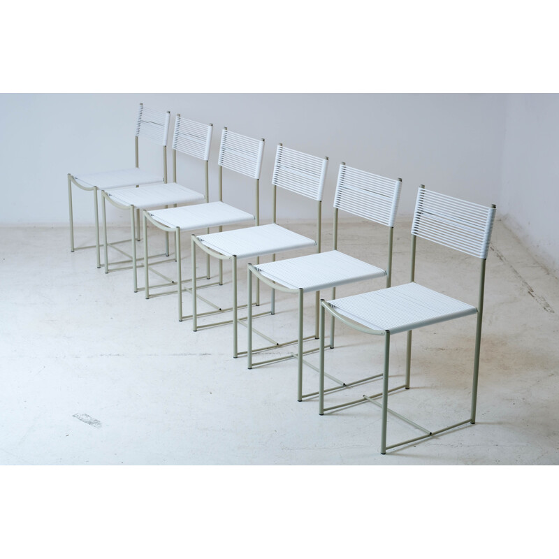 Set of 6 vintage "Spaghetti" chairs in lacquered steel by Giandomenico Belotti for Alias, 1979