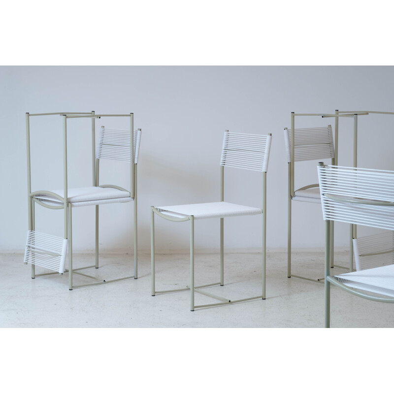 Set of 6 vintage "Spaghetti" chairs in lacquered steel by Giandomenico Belotti for Alias, 1979