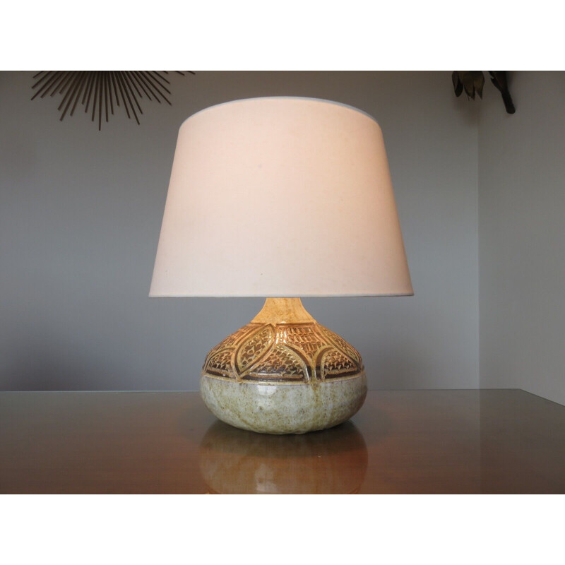 Vintage-Lampe aus Keramik mit Skarifikationen von Giraud in Vallauris, Frankreich 1960