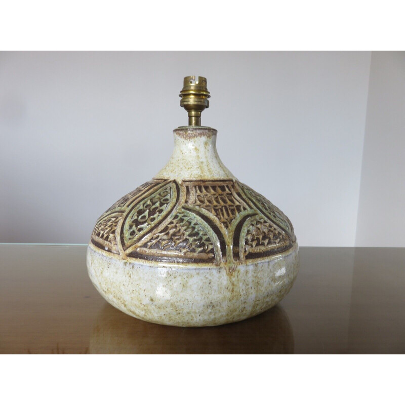 Vintage-Lampe aus Keramik mit Skarifikationen von Giraud in Vallauris, Frankreich 1960