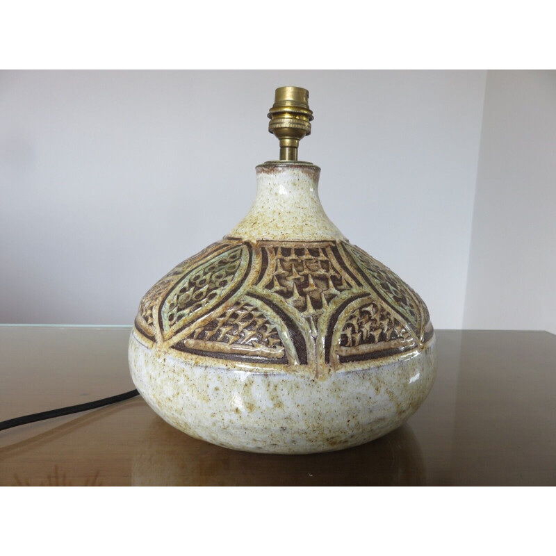 Lampada vintage in ceramica scarificata di Giraud a Vallauris, Francia 1960