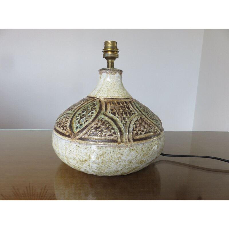 Lámpara vintage de cerámica escarificada de Giraud en Vallauris, Francia 1960