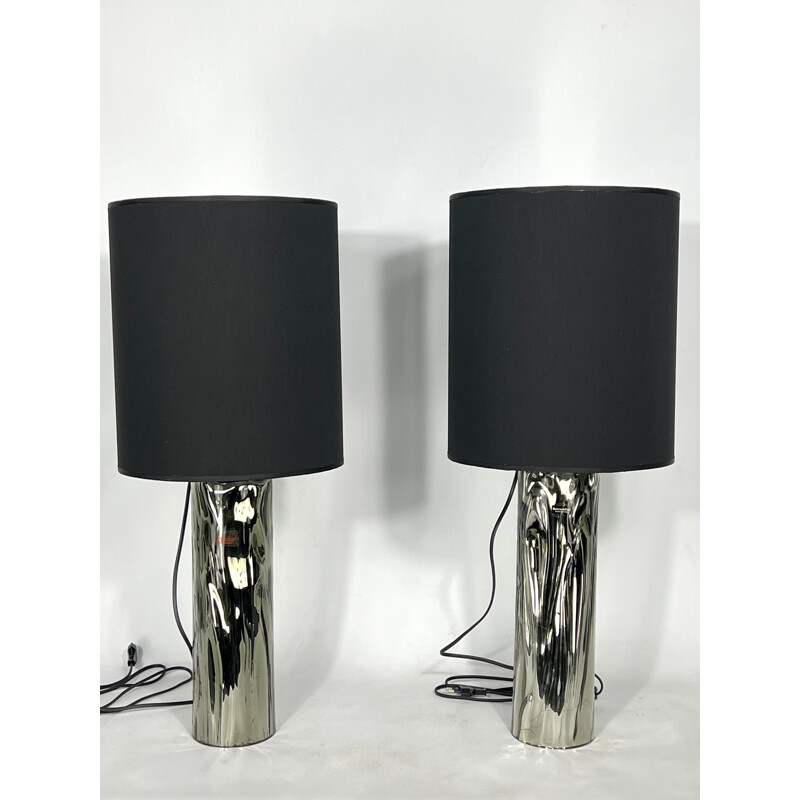 Pair of vintage Murano glass table lamps by Barovier & Toso, Italy 1970s