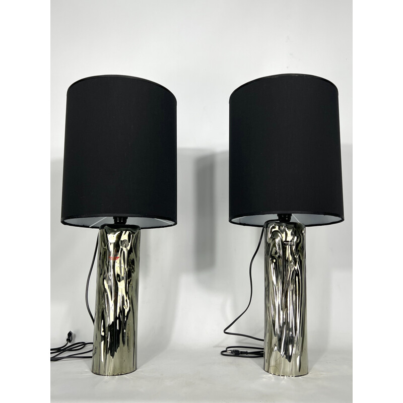 Pair of vintage Murano glass table lamps by Barovier & Toso, Italy 1970s