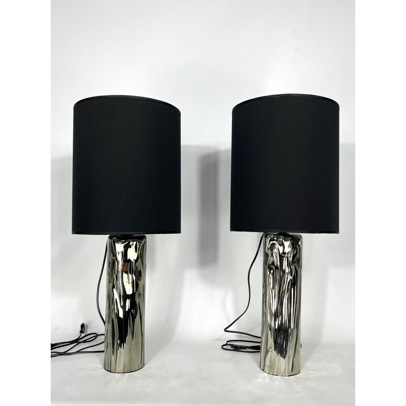 Pair of vintage Murano glass table lamps by Barovier & Toso, Italy 1970s