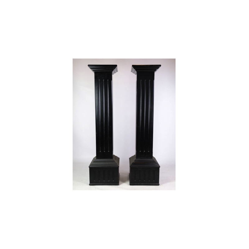 Pair of vintage pedestals with black paint, 1980
