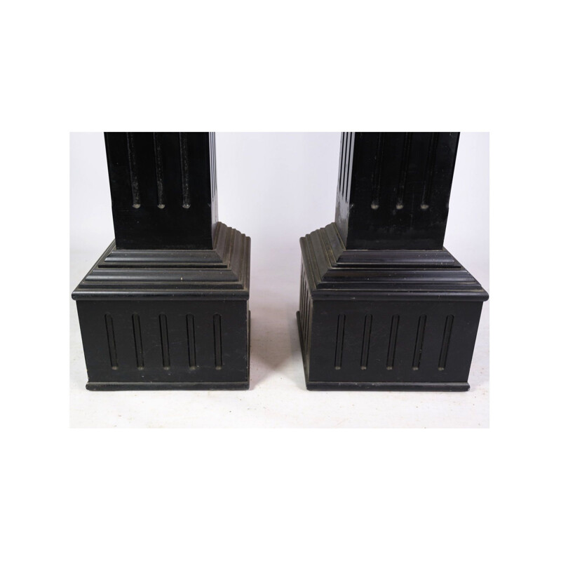 Pair of vintage pedestals with black paint, 1980