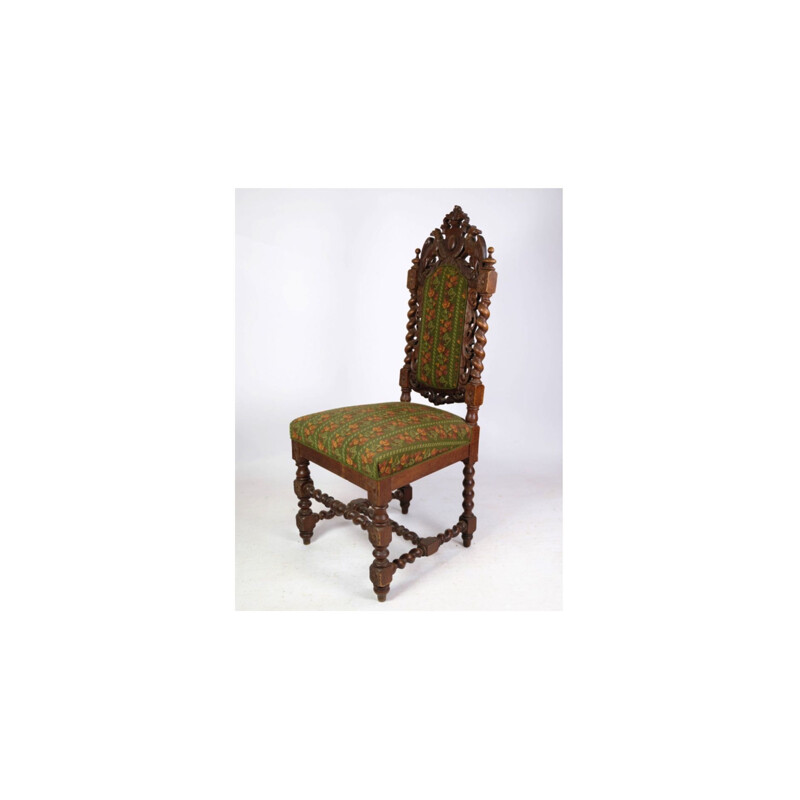 Chaise à haut dossier vintage en chêne massif, 1910