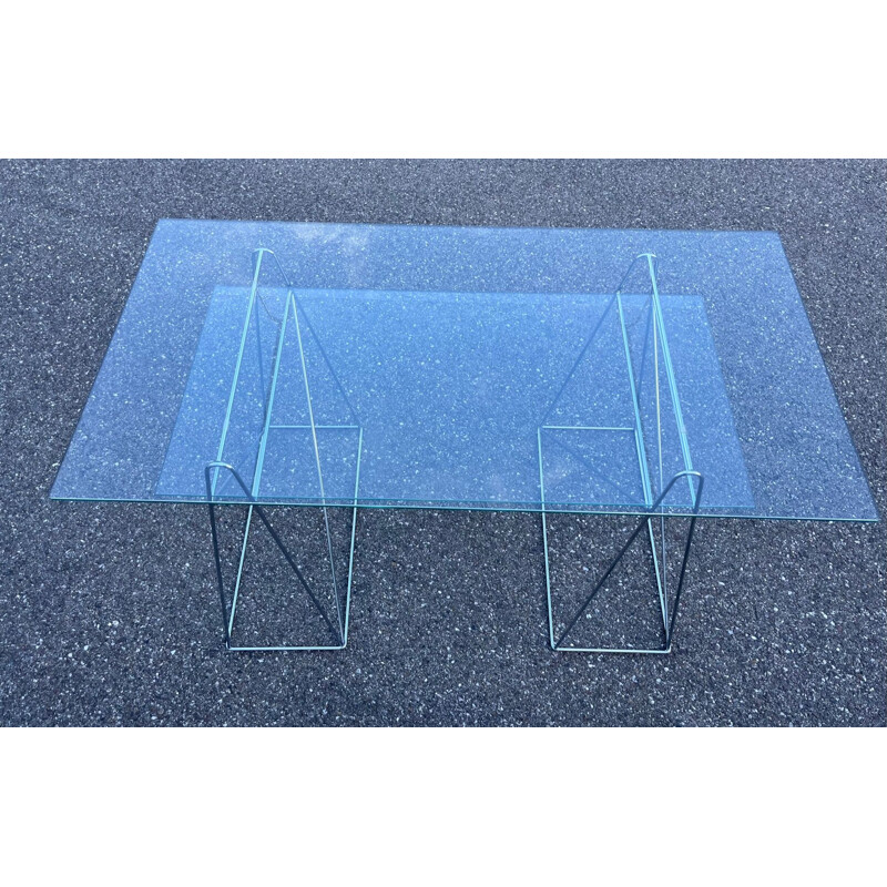 Vintage chrome desk with two movable glass plates