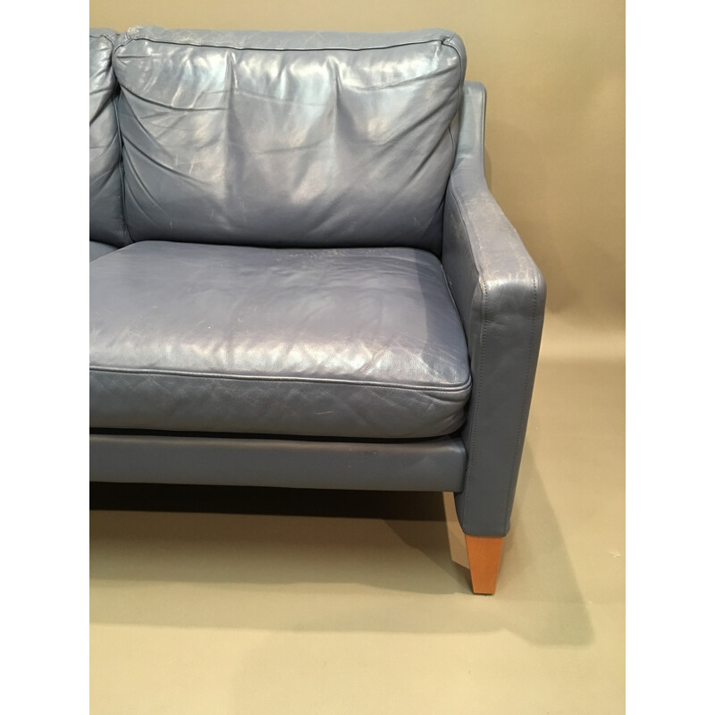 2-seater sofa in blue leather - 1950s