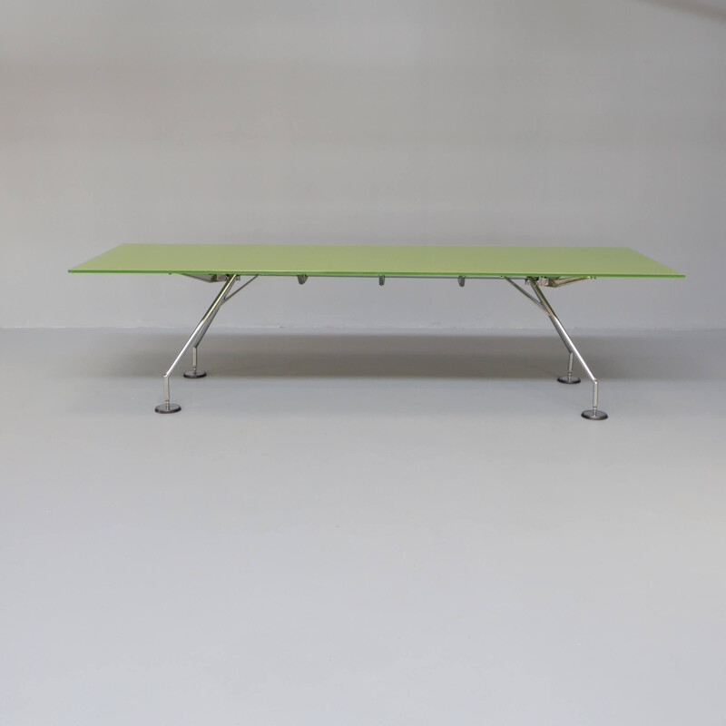 Table de bureau vintage en verre vert de Norman Foster pour Tecno