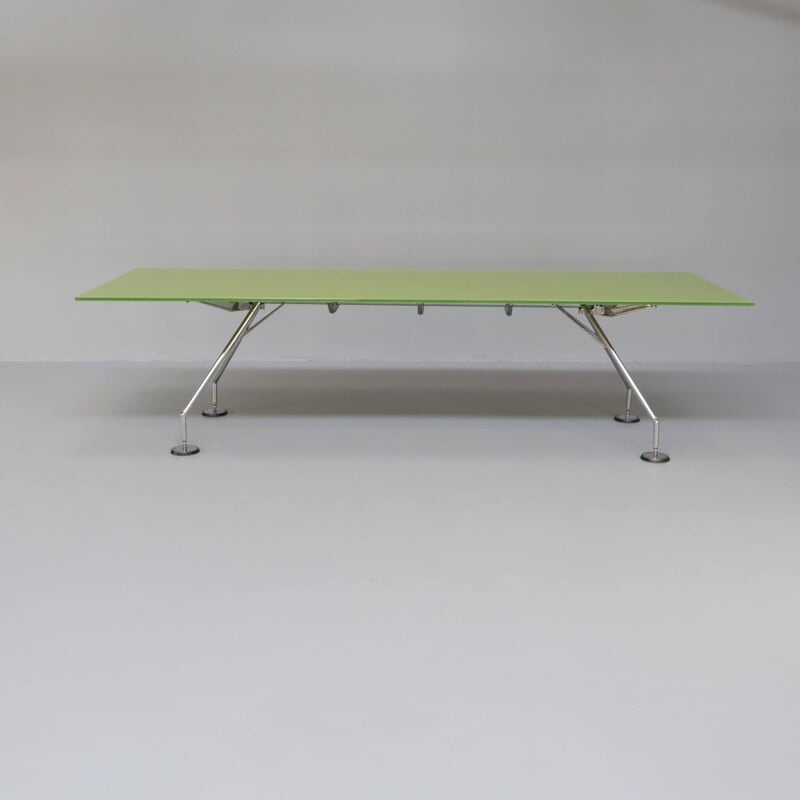 Vintage green glass office table by Norman Foster for Tecno