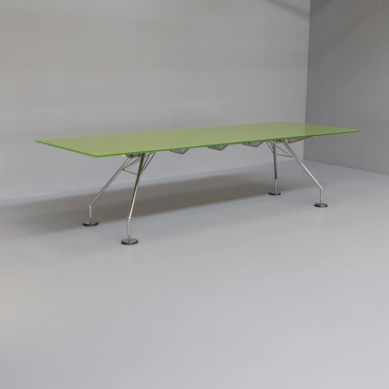 Mesa de escritorio vintage de cristal verde de Norman Foster para Tecno