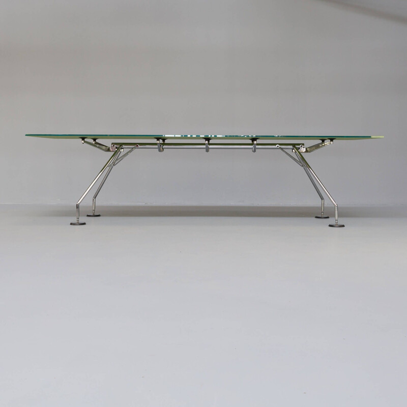 Vintage green glass office table by Norman Foster for Tecno