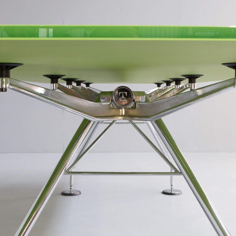 Table de bureau vintage en verre vert de Norman Foster pour Tecno