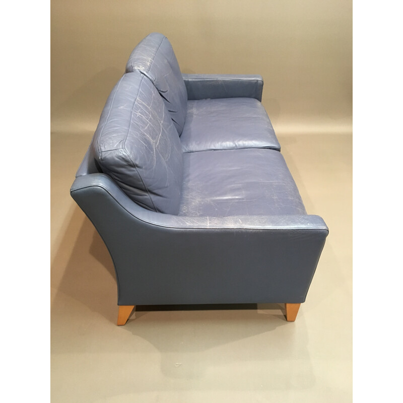 2-seater sofa in blue leather - 1950s