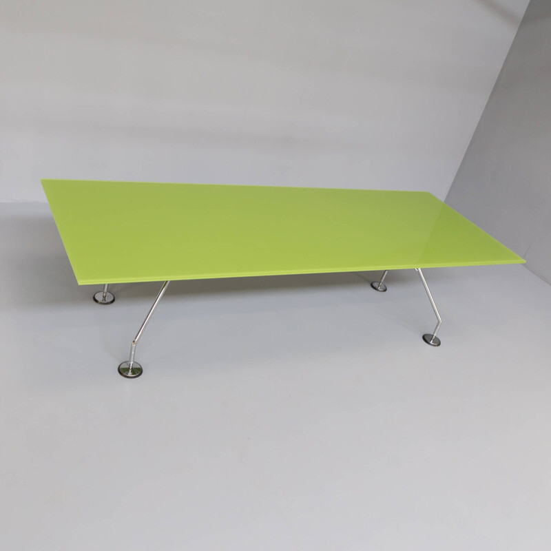 Groen glazen vintage bureautafel van Norman Foster voor Tecno