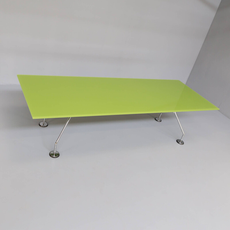 Vintage green glass office table by Norman Foster for Tecno