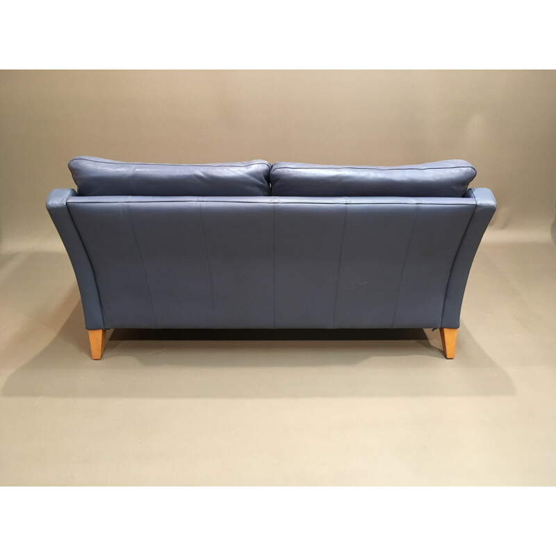 2-seater sofa in blue leather - 1950s