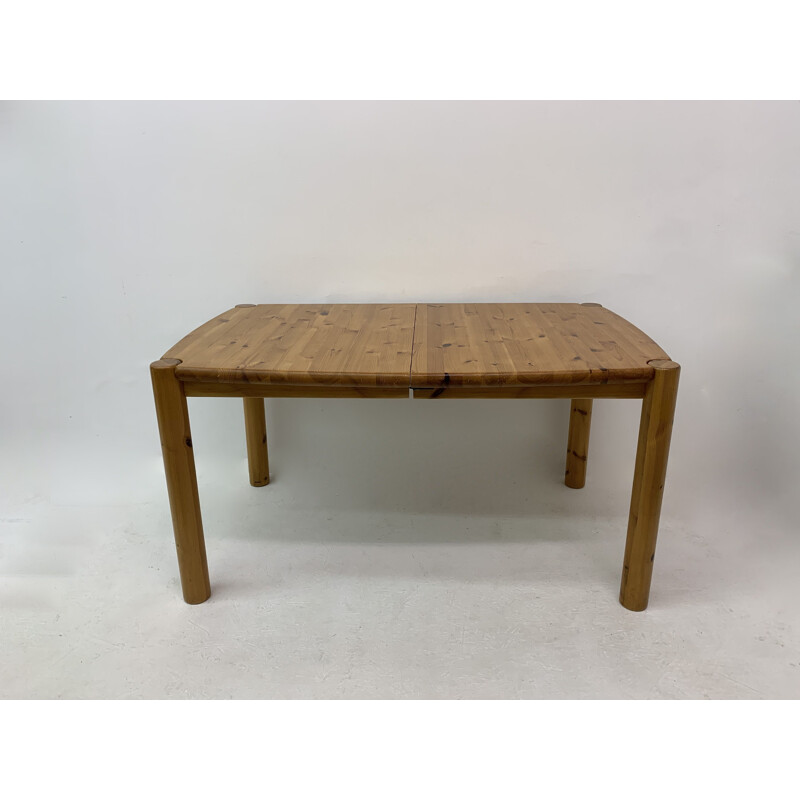 Vintage pine wood dining table by Rainer Daumiller, Germany 1970s