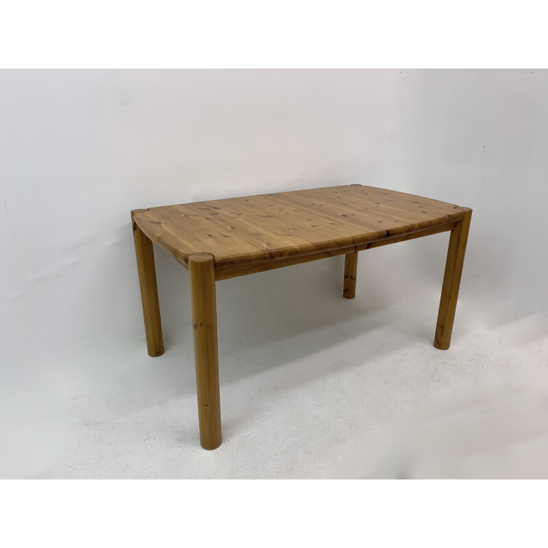 Vintage pine wood dining table by Rainer Daumiller, Germany 1970s