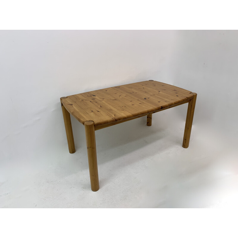Vintage pine wood dining table by Rainer Daumiller, Germany 1970s