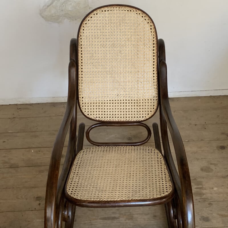 Vintage Thonet rocking chair in cane