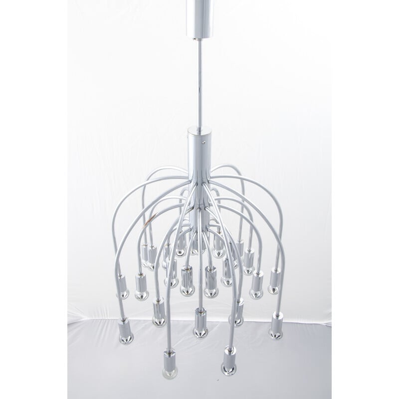 Vintage chrome-plated steel chandelier by Gaetano Sciolari for SA Boulanger, 1960