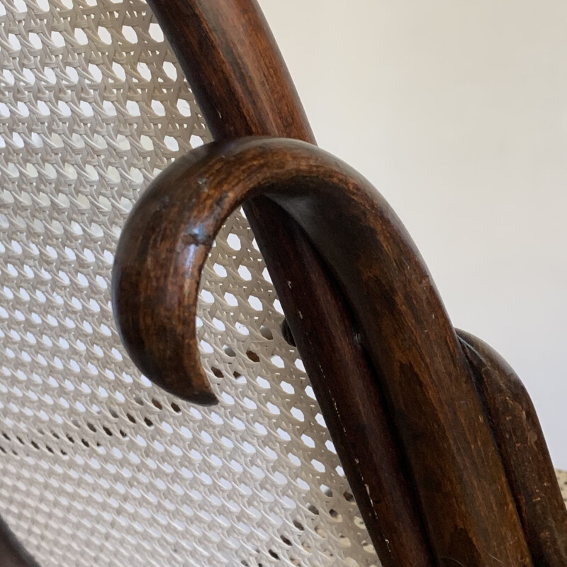 Cadeira de baloiço Vintage Thonet em cana