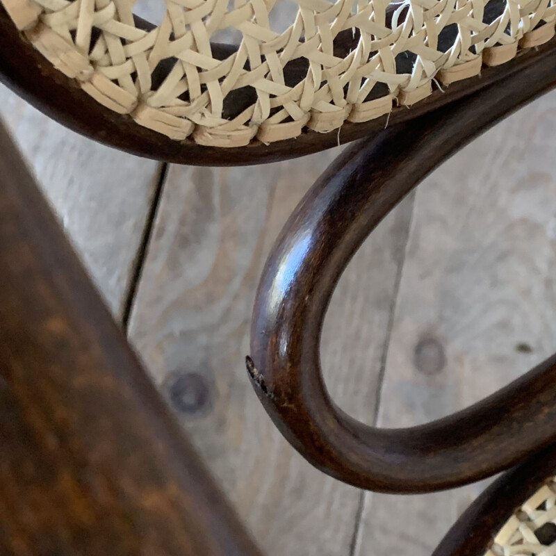 Sedia a dondolo Thonet vintage in canna